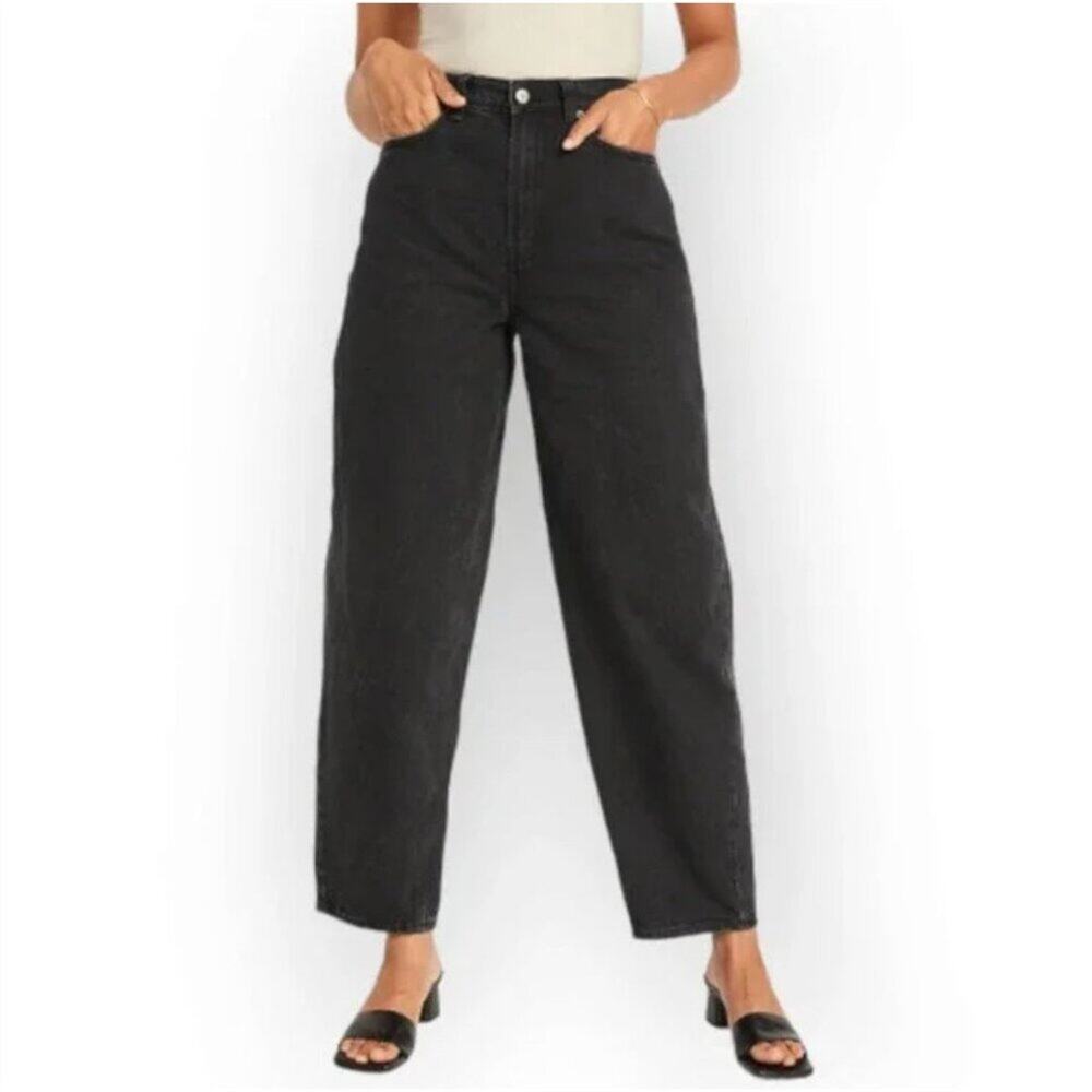 Old Navy Extra High Rise Balloon Jeans Black Distressed Women's Size 22 NEW